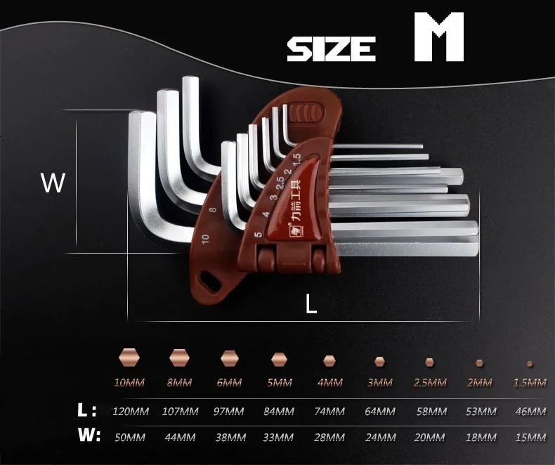 Flat head M FGHGF 9 шт. L S2 Тип Двойной Конец шестигранный ключ метрический Британский шестигранный ключ набор шаровой головкой Alex гаечный ключ шестигранный ручной инструмент - Цвет: Flat head M