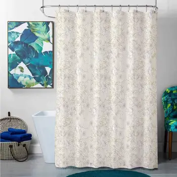 

Shower Curtains Teen Girl Ivory,Decorative Floral Branches Abstract Botanical Beauty Petal Elegance Graphic Print,Cream