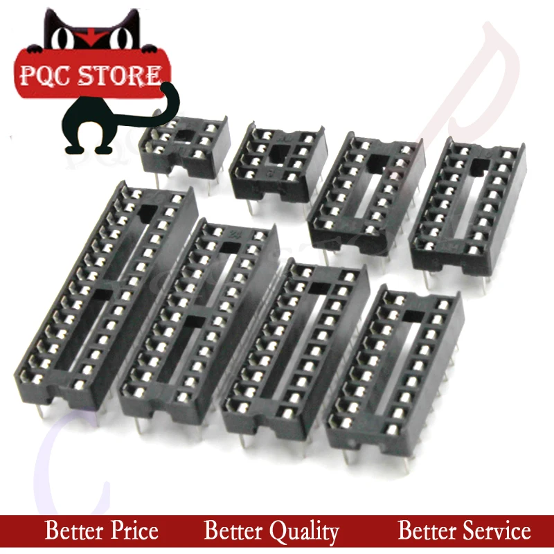 20pcs-lot IC sockets Adaptor Solder Type Chip base DIP 6 8 14 16 18 20 24 28 Narrow body Wide body