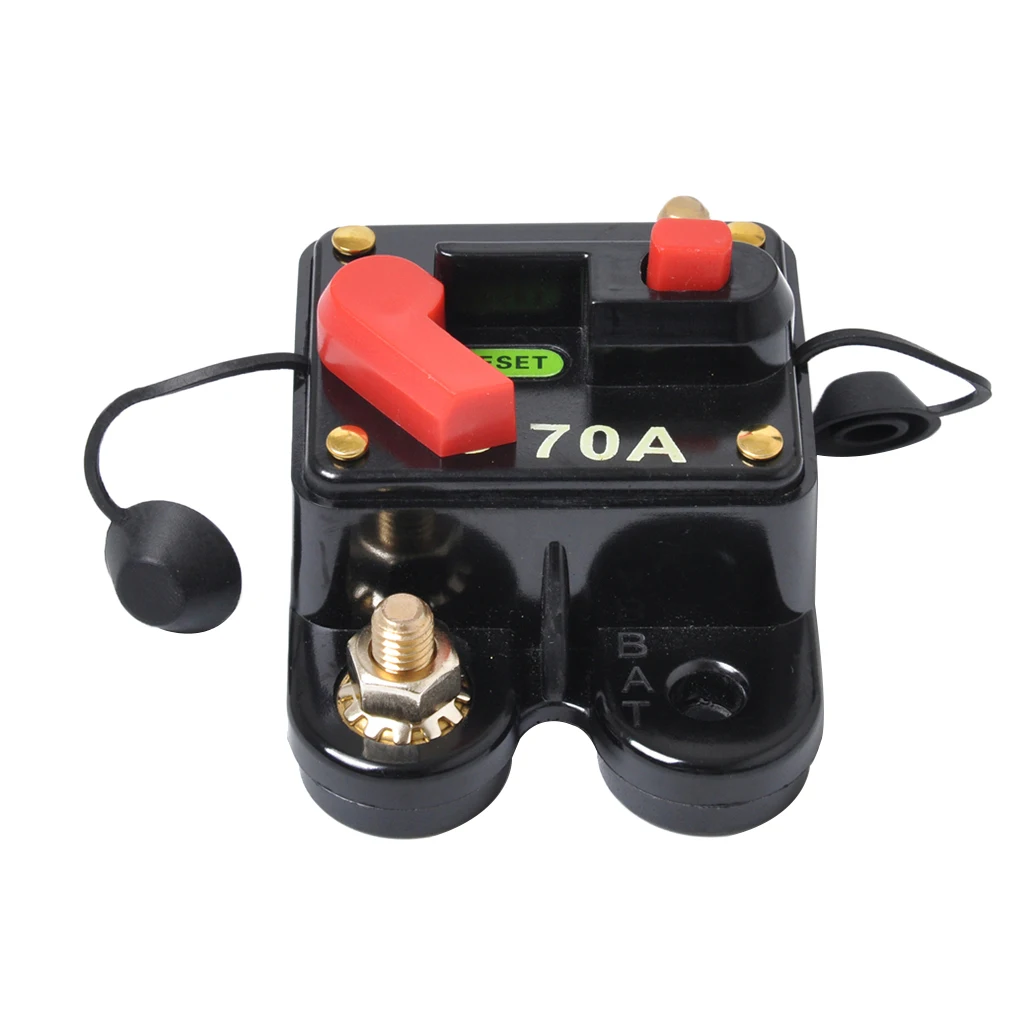 

Car Auto Marine Inline Circuit Breaker 70 AMP Manual Reset Audio Fuse Holder