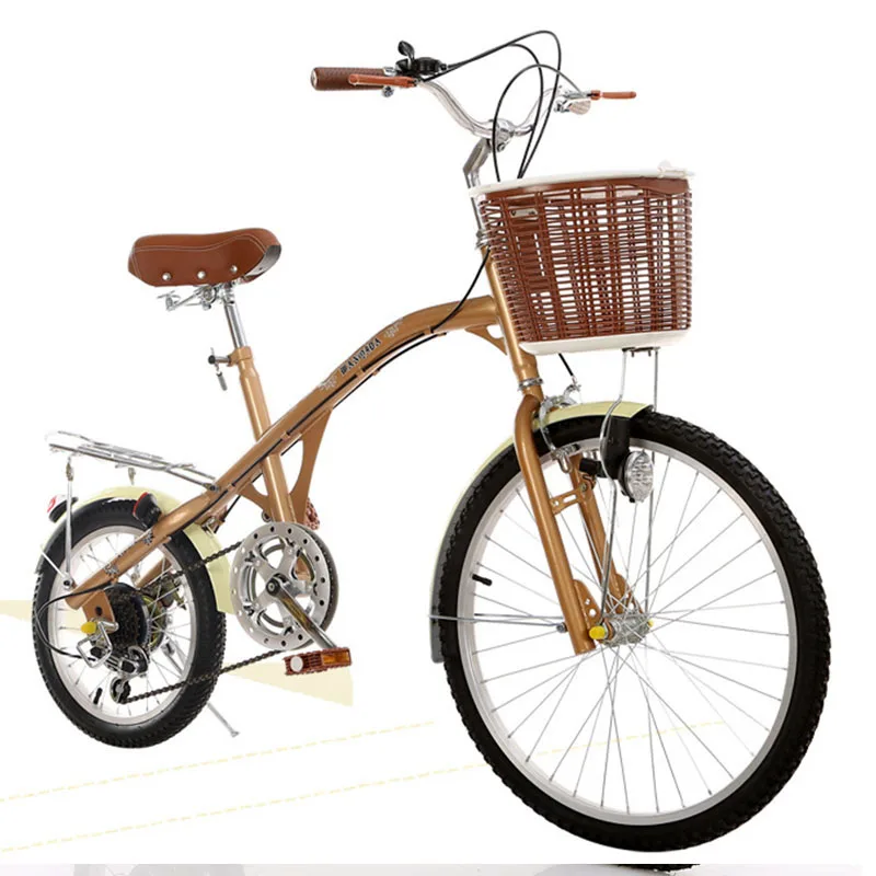 Высокое качество Для женщин велосипедов Ретро 16/24 дюймовый велосипед, способный преодолевать Броды для девушек 6-Скорость переменной светильник велосипеда пассажиров студентов велосипед - Цвет: coffee