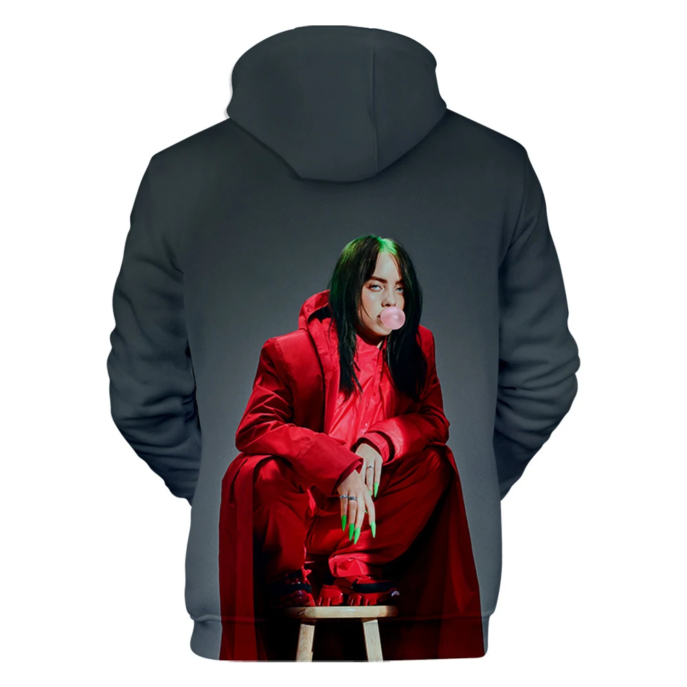 Billie Eilish/Новинка; толстовка с 3D рисунком для мужчин и женщин; Модный пуловер; Детский Повседневный синий свитер с 3D принтом для мальчиков и девочек