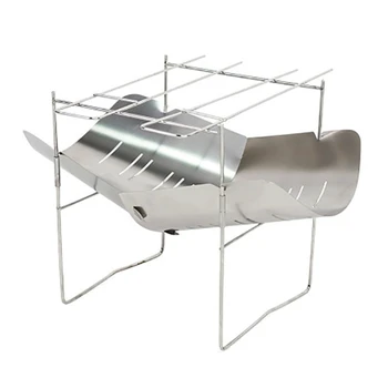 

Stainless Steel Outdoor Stoves Folding Camping Barbecue Rack Grilling BBQ Tools Removable Barbecue Stove for Hiking