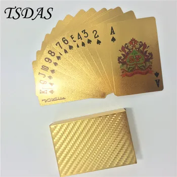 

High Quality Water Resistance Gold Foil Poker Cards Two Sides Design Mosaic, 24k Gold Cards With 52pcs Cards + 2pcs Jokers