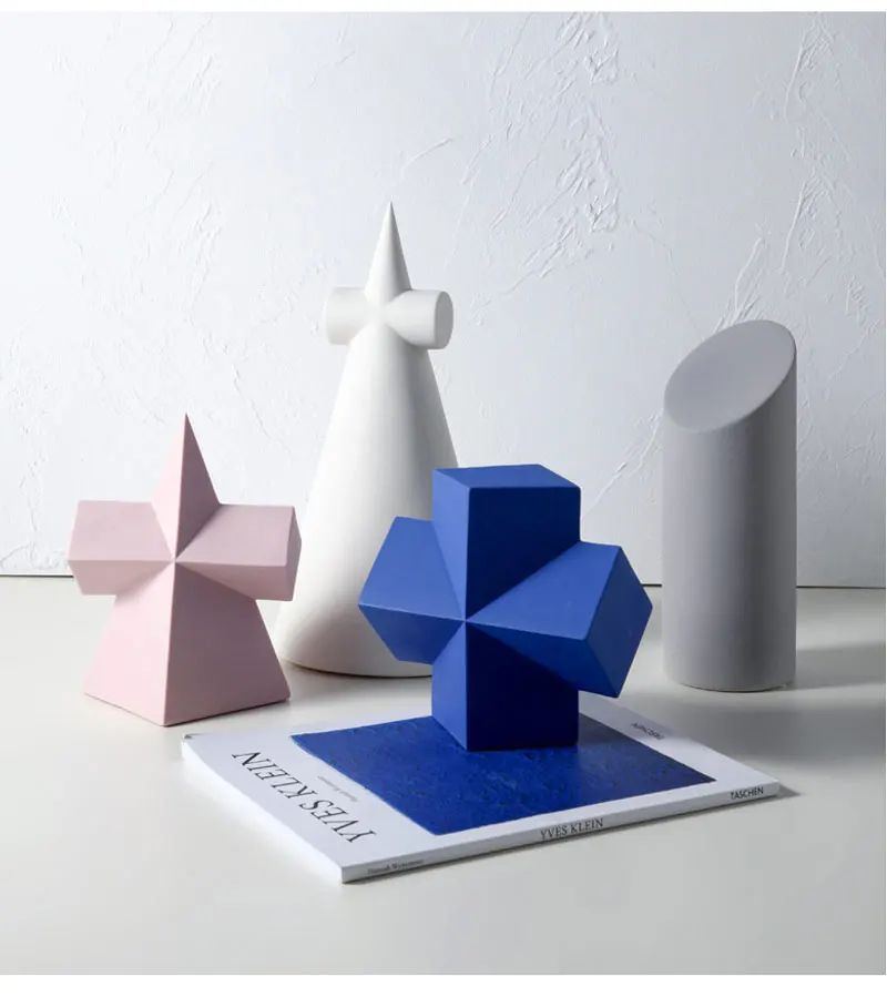 Room Decoration Accessories Home Decor Ceramic & Enamel Organic Material Nordic Geometric Model Sculpture Figurine Desktop Decor