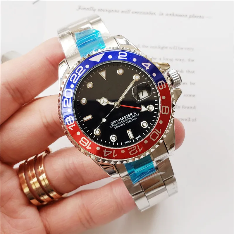 Роскошные светящиеся сапфировое стекло керамический ободок GMT автоматические мужские часы aaa бренд Топ механические часы - Цвет: 2