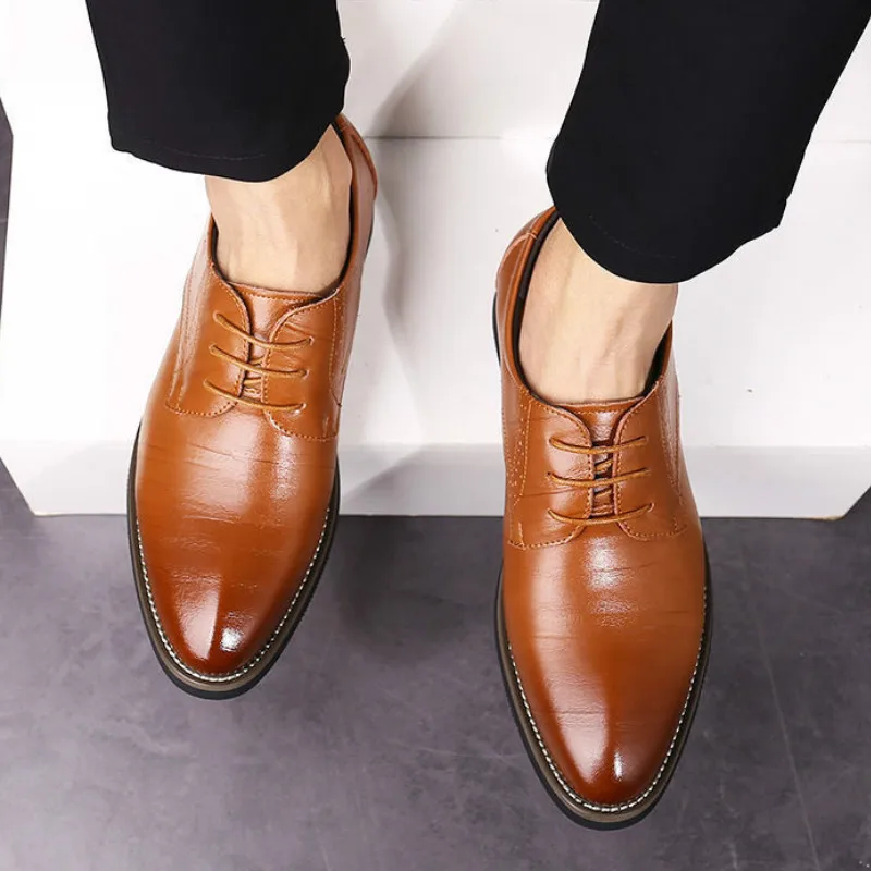 Men Dress Shoes leather shoes Genuine Leather Wingtip Carved Italian Formal Oxford for Winter Plus Size 38-48