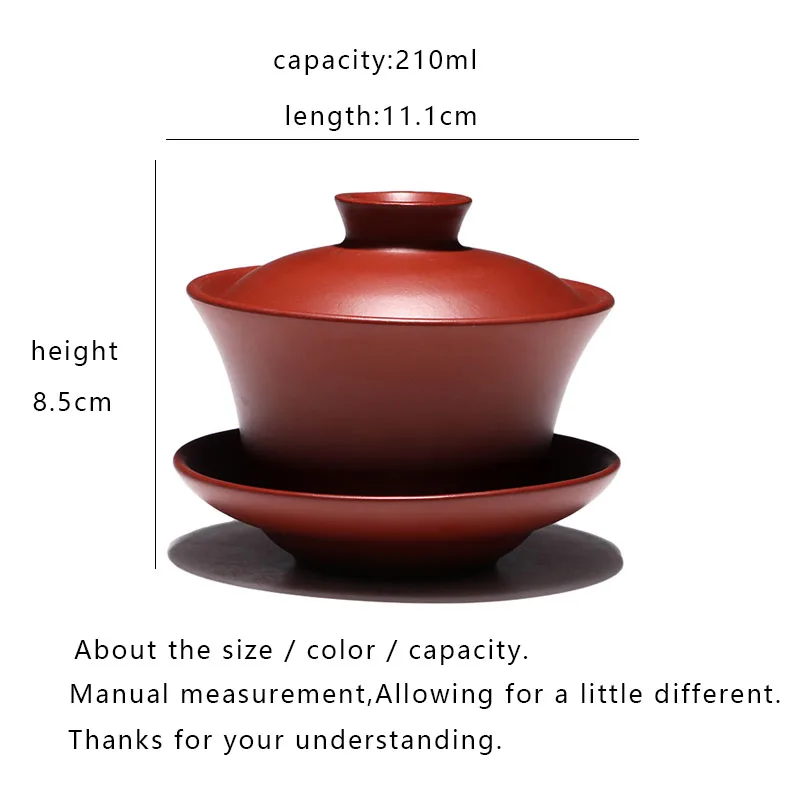 Gaiwan 210 мл, чайная чаша из натуральной фиолетовой глины, набор с крышкой и блюдцем, Исин, чайная супница, мастер-чашка, чайная посуда, посуда для напитков, контейнер для декора