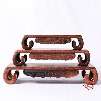 

Mahogany carving crafts Buddha statue base chicken wings wooden rectangular vase odd stone solid wood support