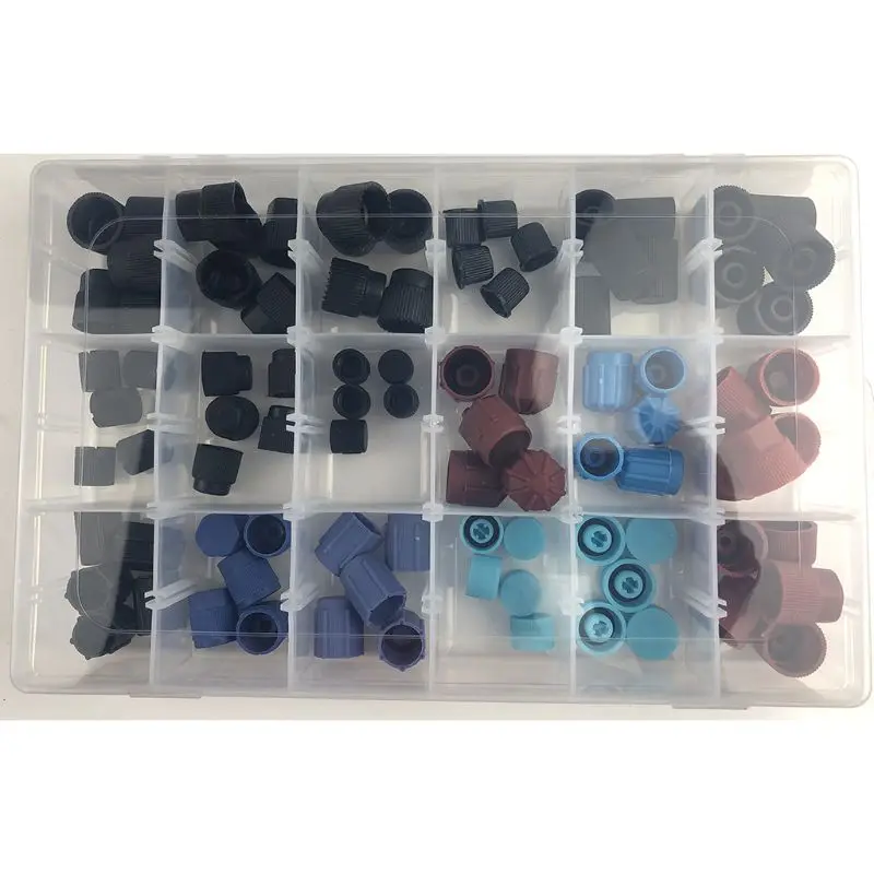 

90pcs High Low Side Valve Core Service Port Dust Cap Replacement Car Air Conditioning Repair Parts Set M68B