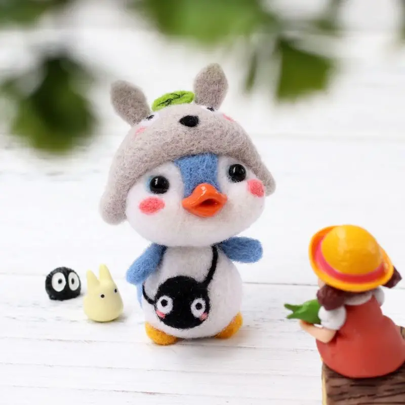 Penguin Wool Felt Crafts DIY Unfinished Poked Set Handcraft Needle Material Bag
