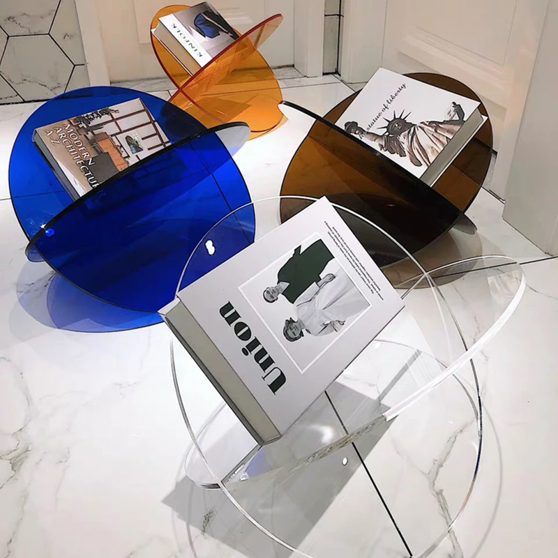 북유럽 스타일 책장 아크릴 디스플레이 랙, 다기능 잡지 디스플레이 잡다한 보관 탁상 거실 책장