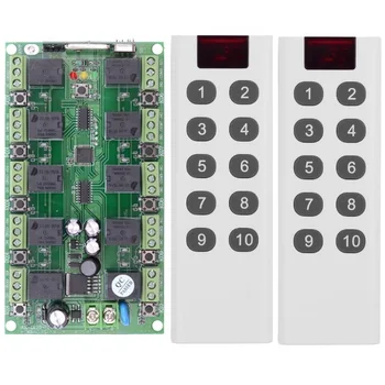 

DC 12V 10CH Independent RelayRF Wireless Remote Control Switch System, 2pcs new Transmitter + Receiver