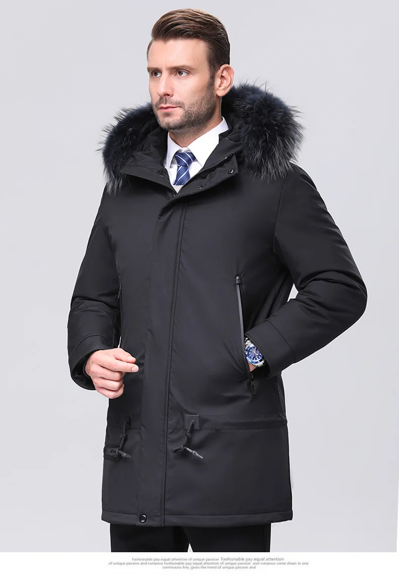 2019 New Arrival Men Down Jacket Men's Winter Coat High Quality Raccoon Fur Hooded Feather Goose Snow Parkas Outerwear (3)