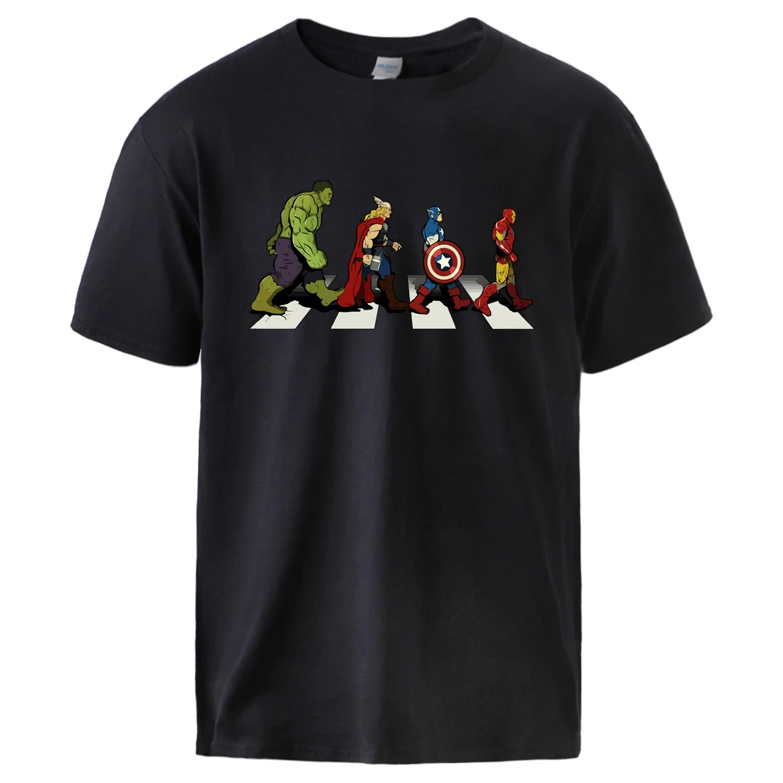 Superhero T shirts The Avengers Mens Summer Tops Fashion Short Sleeve Casual Sportswear Cool Marvel Print T shirts Plus Black