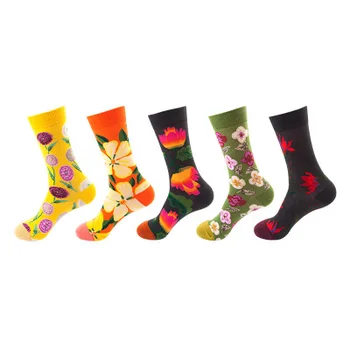 

1 Pair Happy Unisex Socks Funny Sloth Sock Women Animal Fruit Universe Planet Novelty Sock Combed Cotton Funny Socks