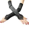 Vintage 1920s Fingerless Lace Sequins Satin Party Gloves Costume Accessories Stretch Opera Black Women Long Gloves ► Photo 2/6