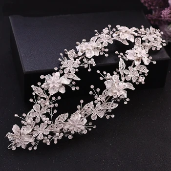 

Bridal Headpieces Headwear Crystal Pearl Crowns Flower Leaf Hairbands Headbands For Women Wedding Hair Accessories Bride Jewelry