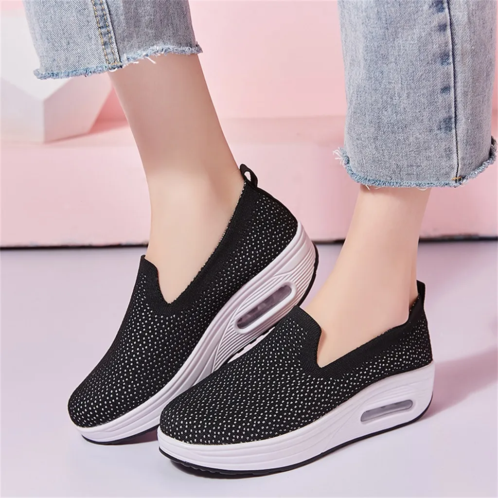 

Thick-soled Shoes Women Sneakers Slip On Slip On Lazy Loafers Platform Increase Air Cushion Running Sneakers Breathable T3