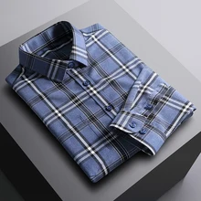 Chemise à carreaux classique pour hommes, haut décontracté à simple boutonnage, Design adapté aux affaires, avec boutons Standard, S 4XL