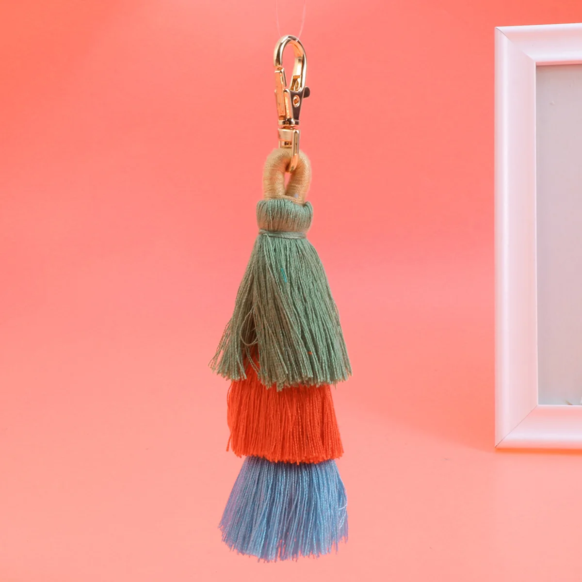 6Pcs Tassel Keychains Multilayer Colorful Charming Bohemia Style Hanging Pendant Keyring for Handbag Purse Wallet