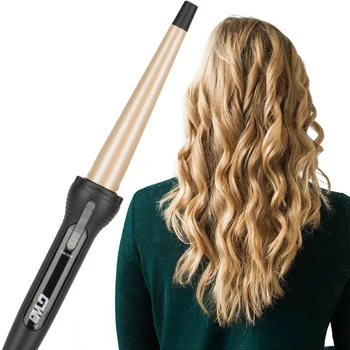 

GW New Cone Golden Ceramic Coated Plate Professional Cone Curler Electric Curler Magic Curling Stick Hair Stylist Rocker Eu Plug