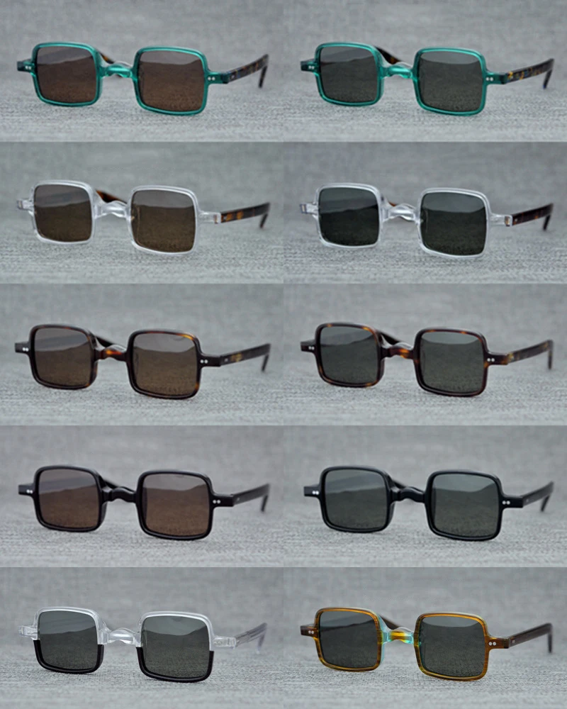 Acetate Vintage Polarized Sunglasses Men Women Brand Designer Square Sun Glasses for Men Retro Small Sunglass Black UV400 Oculos