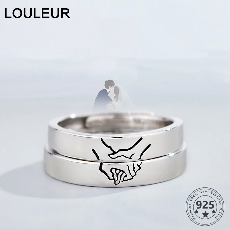 LouLeur 100% 925 пробы серебряные кольца для пар оригинальные креативные удерживающие