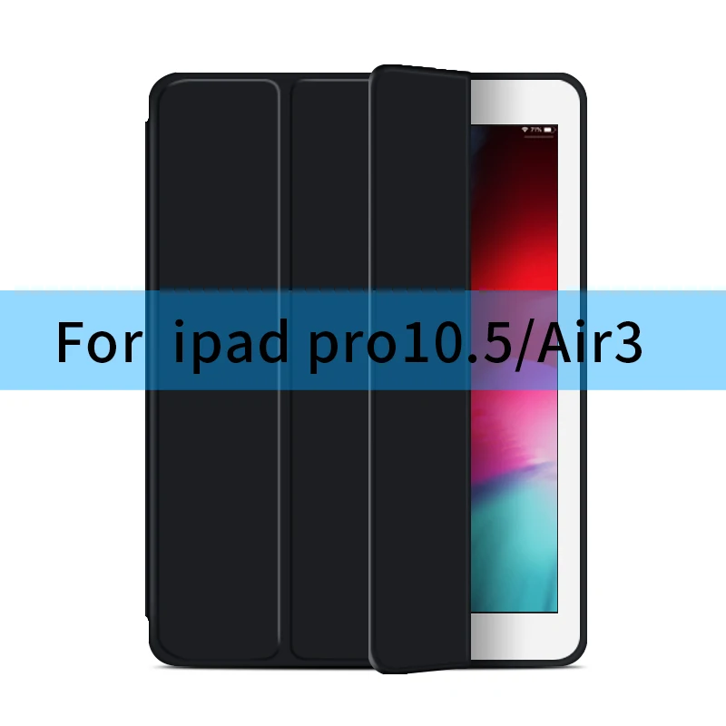 Чехол для iPad Air 3 10,5, умный чехол, трехслойный мягкий чехол-подставка для iPad Air 3 поколения Pro 10,5 - Цвет: black