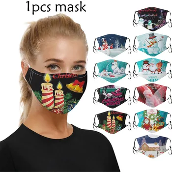 

1pc Christmas Print Mouth Masks for Protection Face Mask Washable Earloop Mask mask cloth washable face mask protective #K