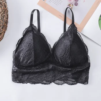 

French Style Bra Seamless Deep V Lace Bras Push Up Padded No Steel Ring Thin Soft Underwear Triangle Cup Lingerie For Women