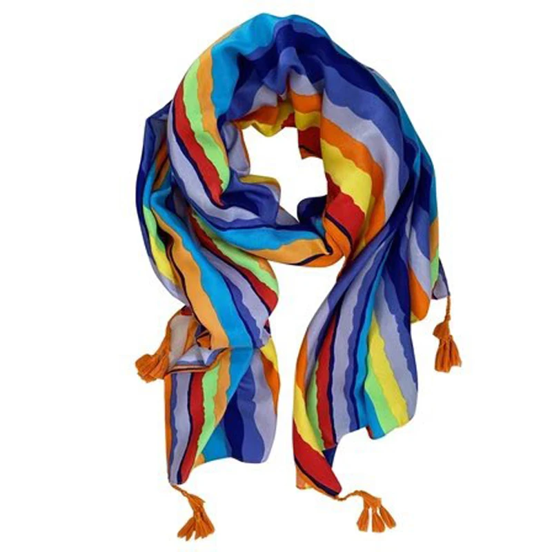 

Шарф из хлопка в полоску, с кисточками, мягкий хиджаб в горошек, 2021