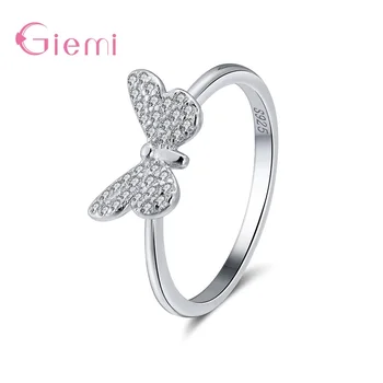 

Real 925 Sterling Silver Rings For Women Butterfly Shape With AAAAA Cubic Zircon Ring Female Wedding Party Jewelry