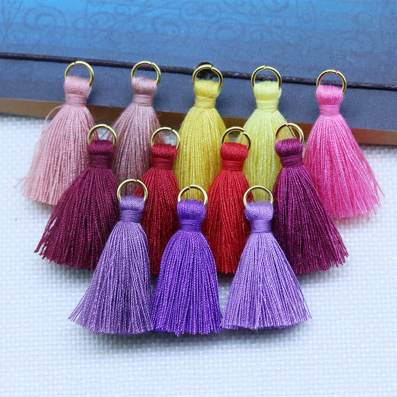 Description Picture 4 of item20-100Pcs Polyester Cotton Mini Metal Ring Tassel Trim DIY Hanging Ring Fringe Trim Garments Curtains Jewelry Decor Tassels Lace
