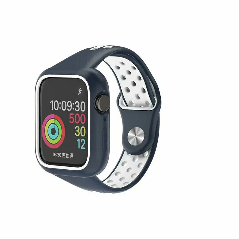 Ремешок для Apple Watch 4 спортивный силиконовый сменный ремешок для наручных часов+ чехол для Apple iWatch 40 мм 44 мм