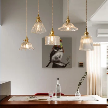 

Modern Pendant Light lighting Brass Glass Hanglamp E27 industrial Pendant lamps bar cafe Kitchen Fixture Luminaire Nordic Lamp