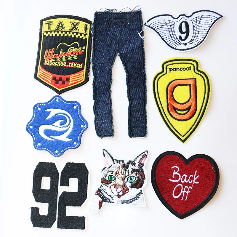 

Cartoon Decorative Cat, jeans, taxi icon Embroidered Applique Patches For DIY Iron on Badges Stickers on backpack,the clothes