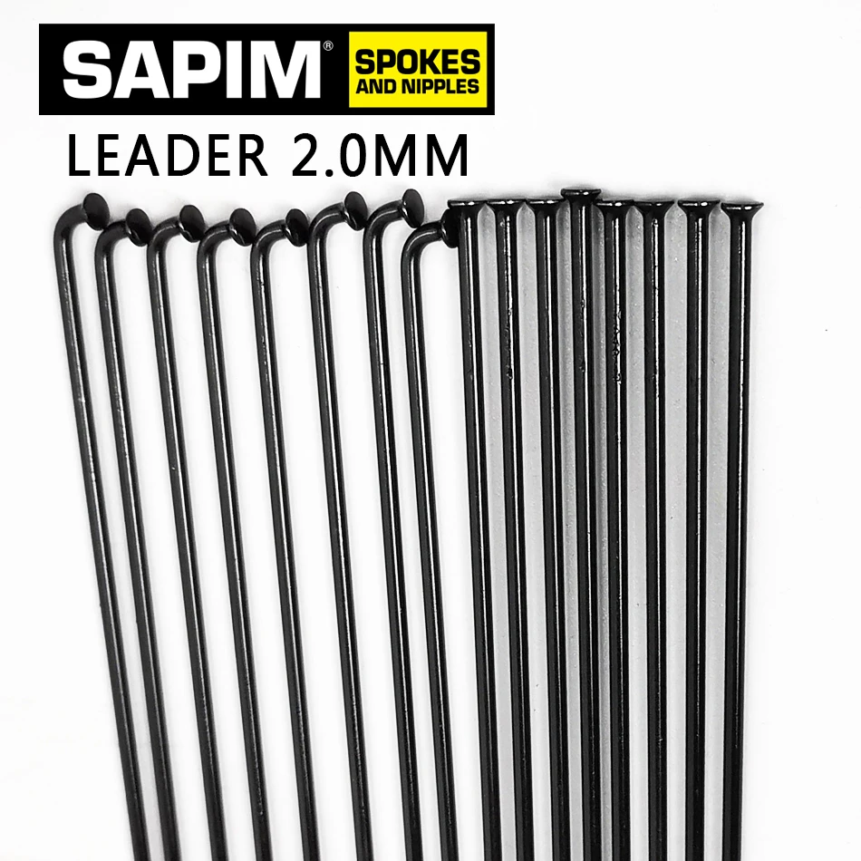Bicycle Spokes Sapim 2.0 mm Round Straight J-bend Black Nipple for MTB Road