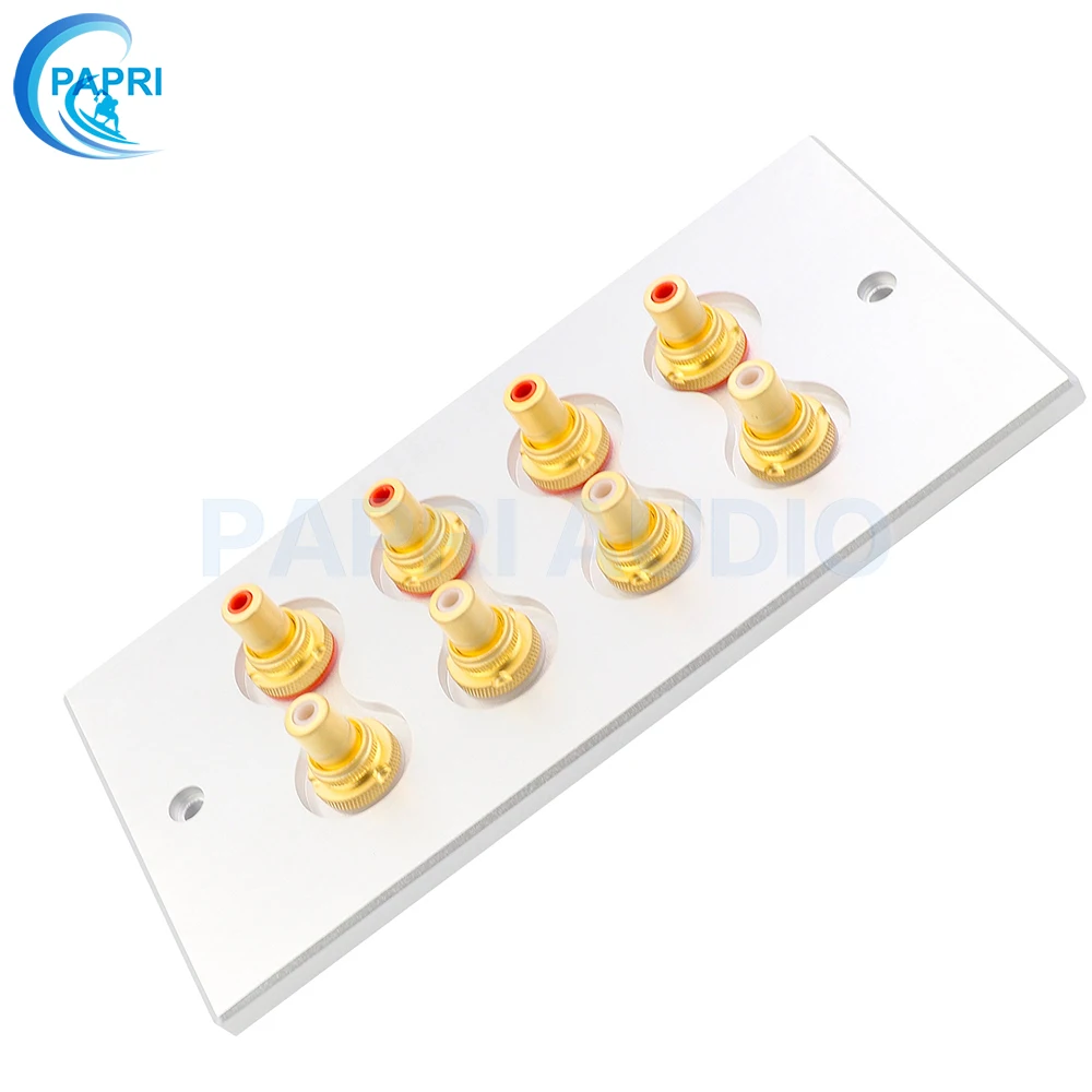 PAPRI Позолоченный разъем RCA+ Алюминий CNC 2/4/5/6/8 отверстий, котор подвергли механической обработке Алюминий зажимный Винт Разъем RCA стенная панель доска Hifi DIY аудио
