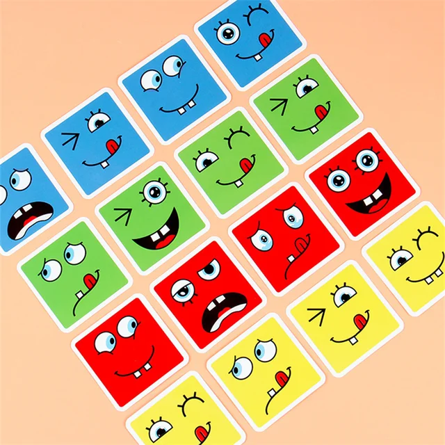 Cube Table Games Educational Toys Face Blocks Cube Building Block Puzzle Interactive Board Game Challenge learn Emoticon 5