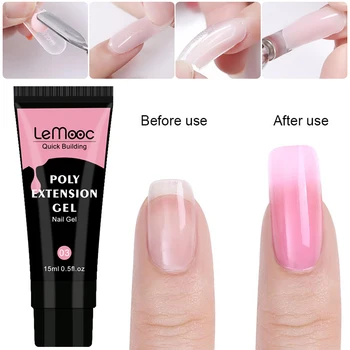 

LEMOOC 15ml Crystal Extend UV Led Poly Nail Gel Builder Finger Extension Nail Art Gel varnish Pink White Clear Jelly Gel