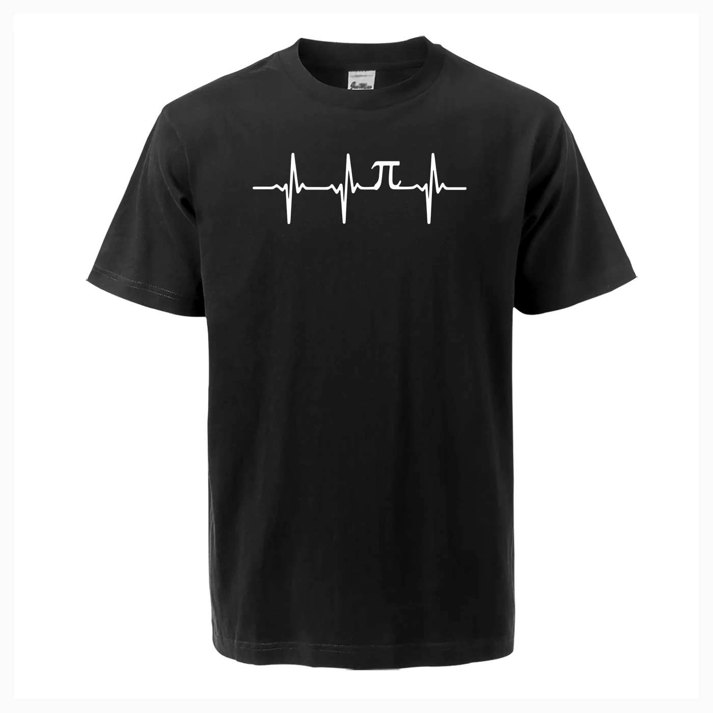 Забавная футболка Pi Heartbeat, футболки с математическим принтом, хлопковые повседневные футболки с коротким рукавом и круглым вырезом размера плюс, модная одежда для фитнеса в стиле хип-хоп, уличная одежда - Цвет: Black 5