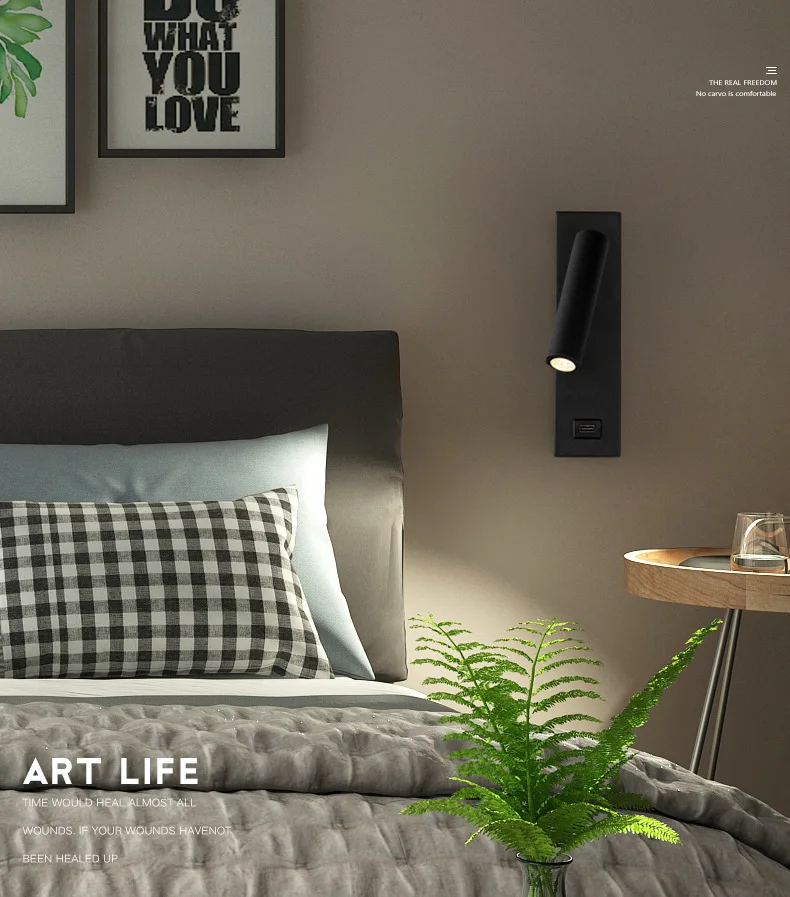 Interior Wall Light 180 Rotatable LED Reading Spotlight Button Switch Bedside Lamp Hotel Corridor (1)