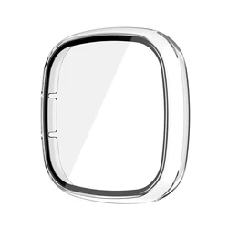 Fitbit Versa 3 & Sense Full Coverage Protective Case - Durable Matte Hard PC Screen Guard and Bumper Shell - Fitbit  Sense (Transparent)