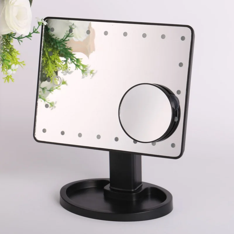 LED Touch Screen Makeup Mirror Professional Vanity Mirror With 22 LED Lights Beauty Adjustable 360 Countertop Degree Rotation - Цвет: 2B-Black magnify 10X