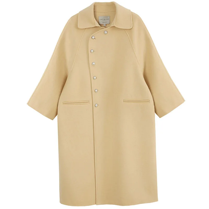 

Women Winter Coats 2021 Autumn and Winter New Large Size Women's Single Breasted Loose Long Double-sided Wool Coat Female