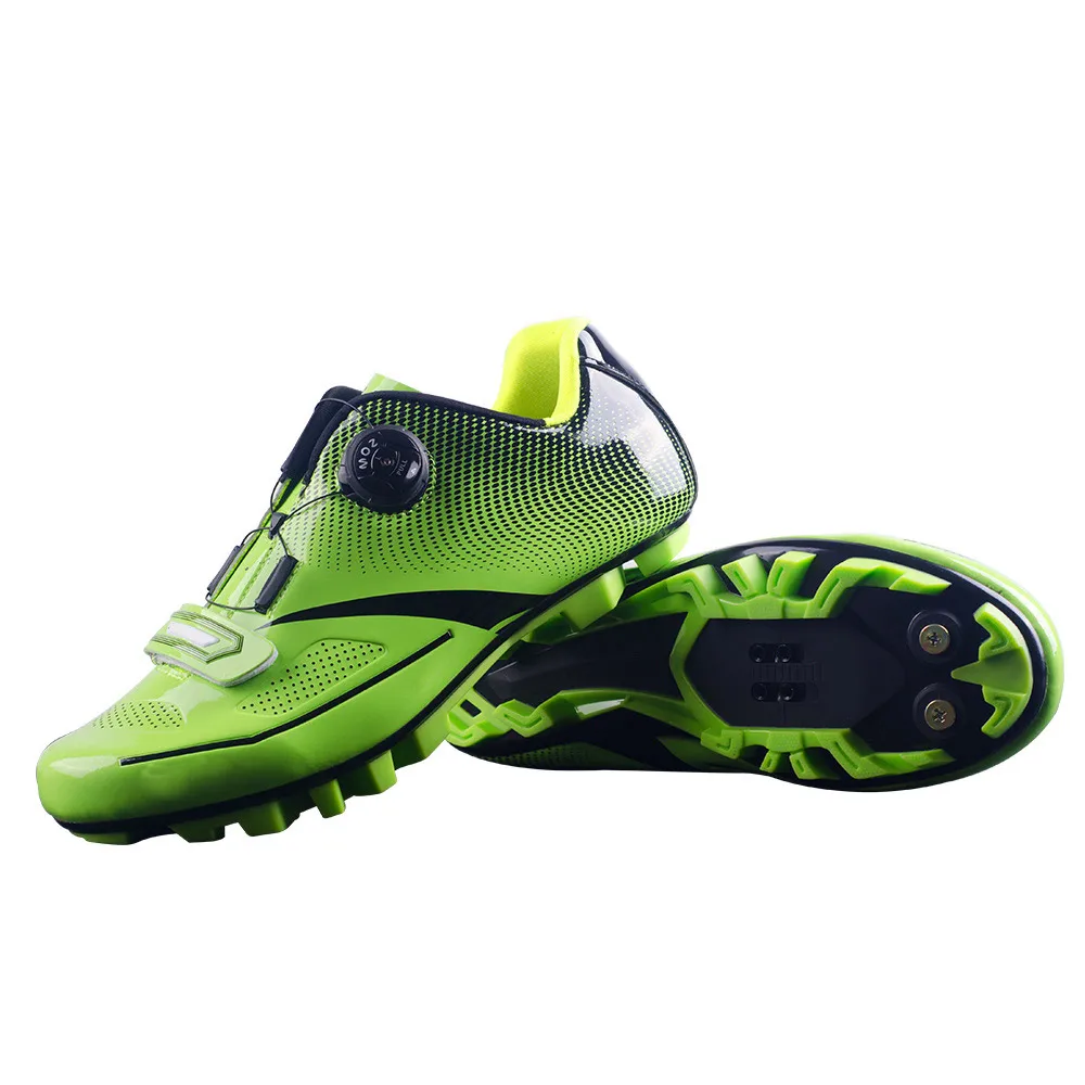 Мужская обувь для шоссейного велосипеда, велоспорта, Нейлоновая подошва, самоблокирующаяся, для езды на велосипеде, нескользящая, износостойкая, SAL99 - Цвет: Зеленый