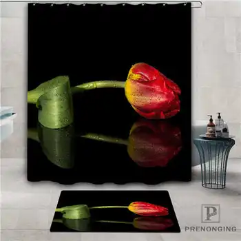 

Custom White-Flower (1) Waterproof Shower Curtain Doormat Home Bath Bathroom Polyester Fabric Multi Sizes#2019-1-05-49