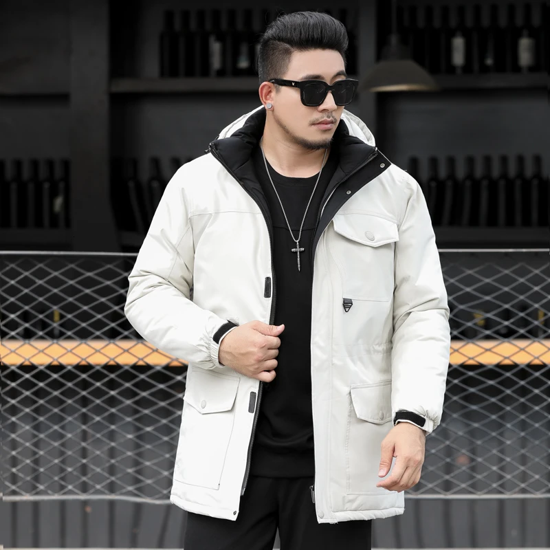 Новинка размера плюс 10XL 9XL 8XL брендовая зимняя длинная парка куртка для мужчин Толстая парка пальто для мужчин стеганая зимняя куртка теплая одежда - Цвет: White
