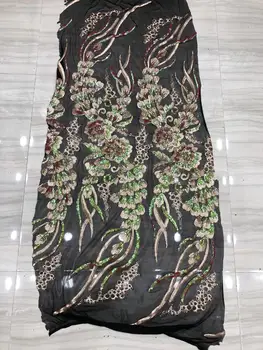 

Embroidered Net Fabric with beads With super Quality Sophia-9.9207 African Tulle Lace Fabric For party Dress